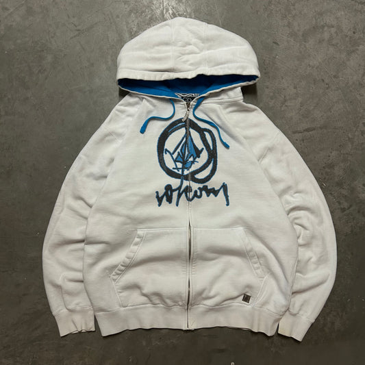 Volcom Blue White Zip Hoodie - M